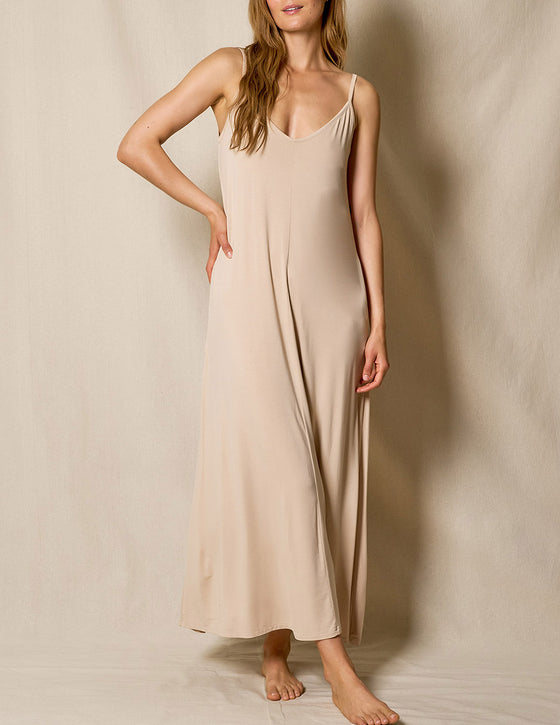 Bamboo Maxi Sleep Dress - Almond — Sivana