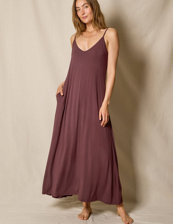 Bamboo Maxi Sleep Dress - Chocolate ...