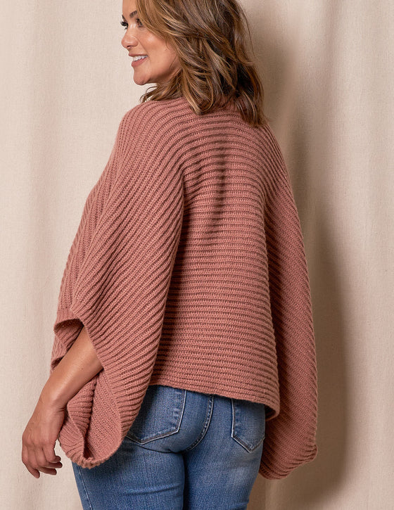 Natalie Cropped Sweater Poncho Dusty Rose — Sivana