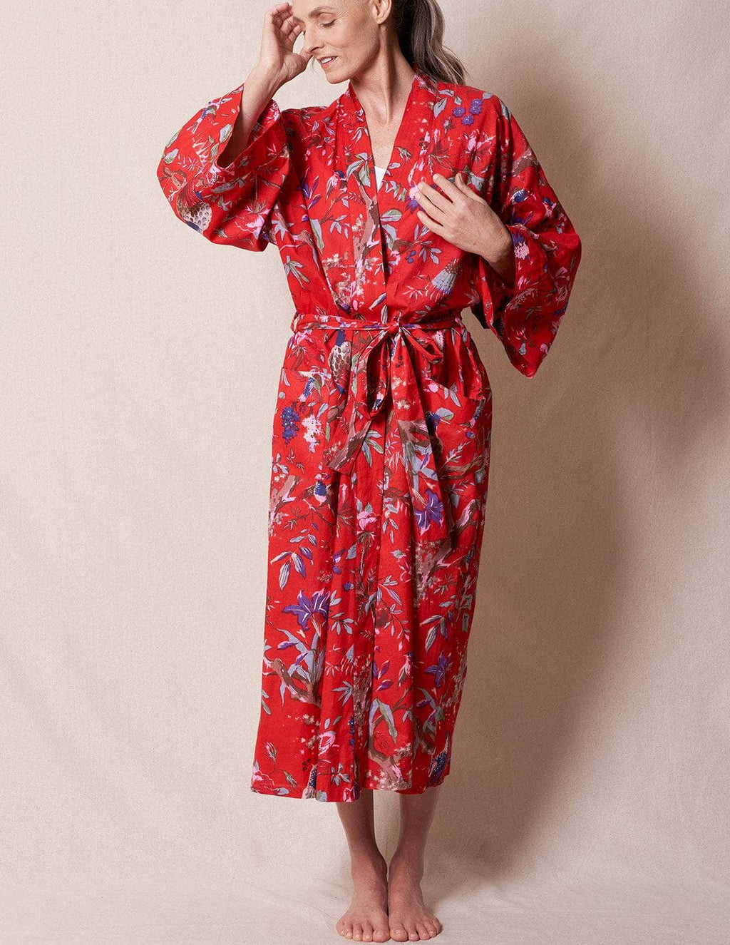 Fair Trade Kimono Robe Red — Sivana