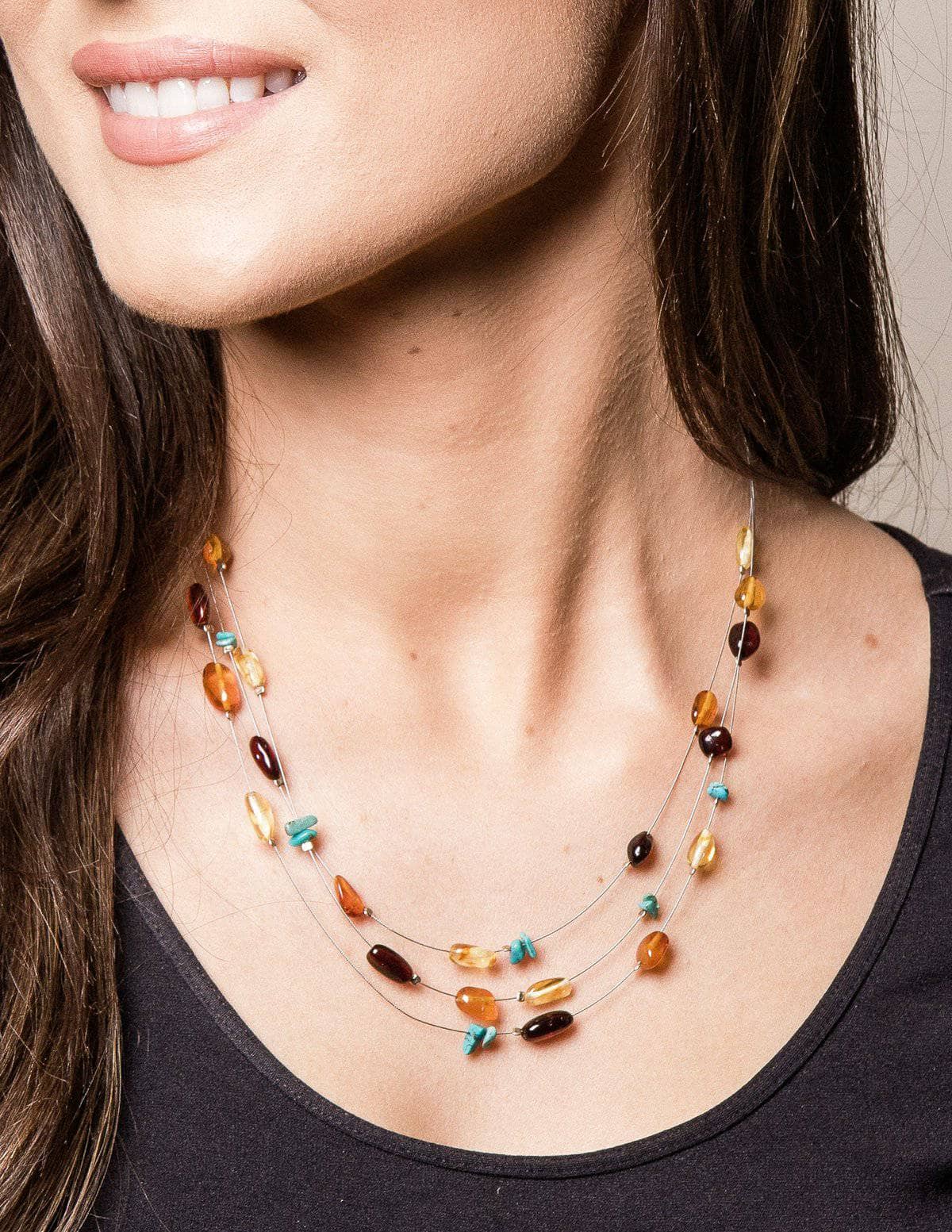 Amber and sale turquoise necklace