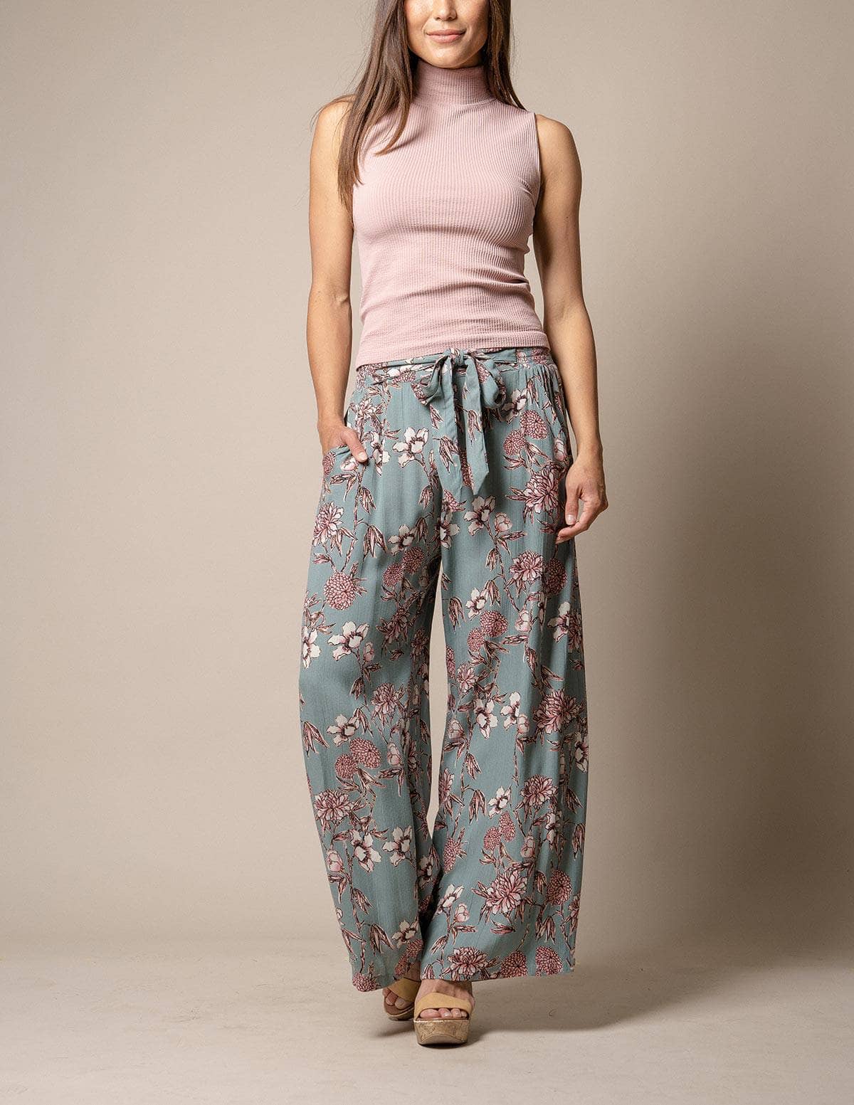 Black Floral Print Pants - Wide-Leg Pants - Side Slit Pants - Lulus