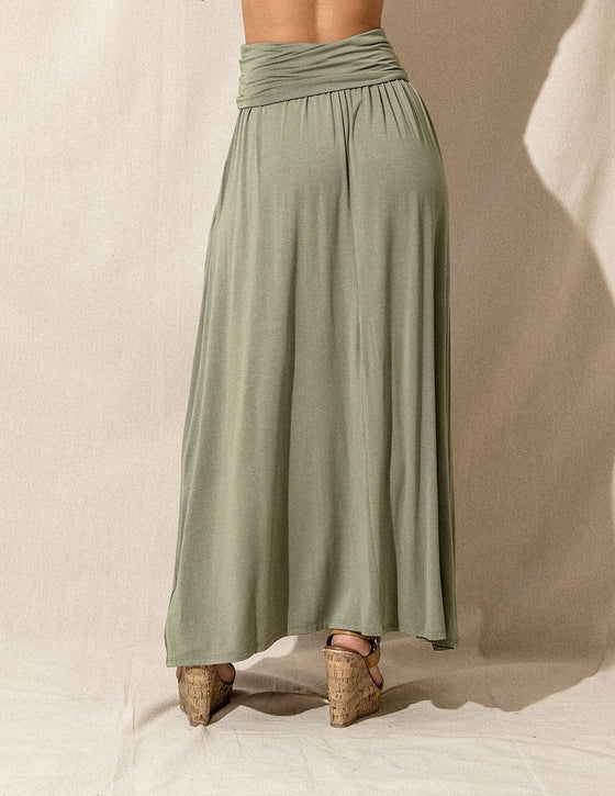 Hand Crafted Maxi Foldover/Yoga Skirt In Organic Cotton Or Bamboo by  GreenLinebyK