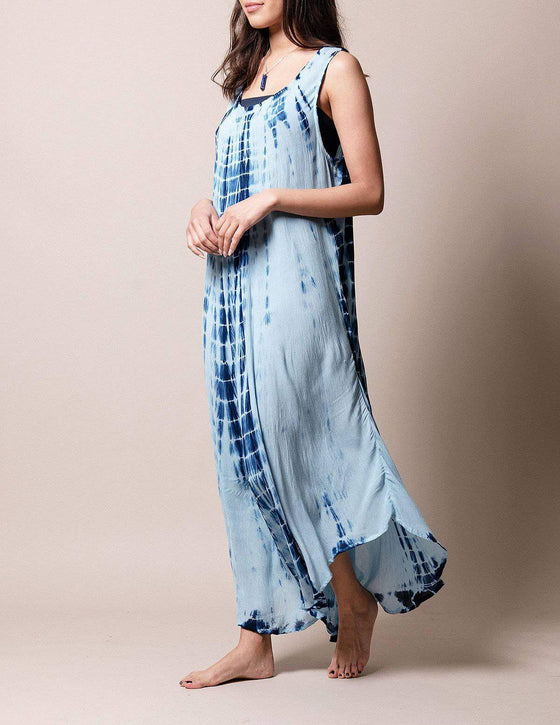 Breezing By Tie-Dye Maxi Dress - Blue