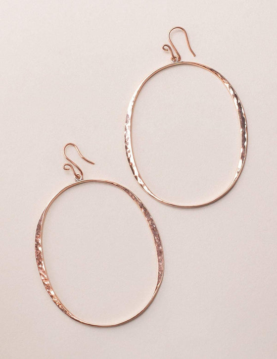 Mixed Metal Silver and Copper Hammered Long Hoop Earrings – Rustica Jewelry