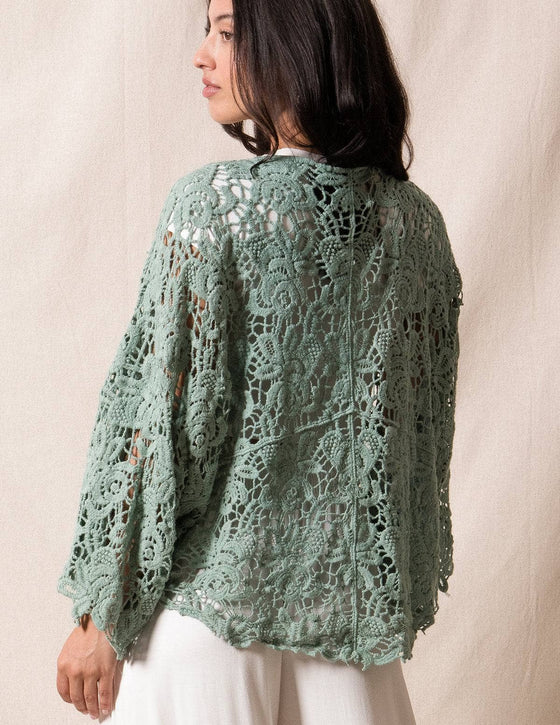 Cotton Lace Crochet Wrap - Mineral — Sivana