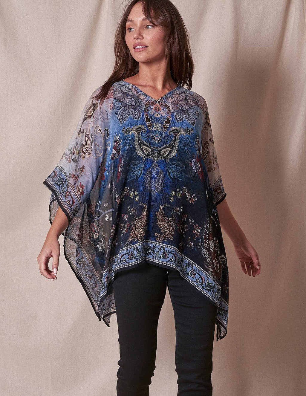 Fair Trade Leilani Flowy Tunic - Blue Shadow — Sivana