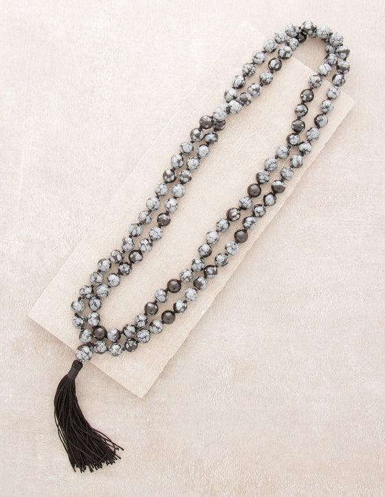 Snowflake obsidian mala good