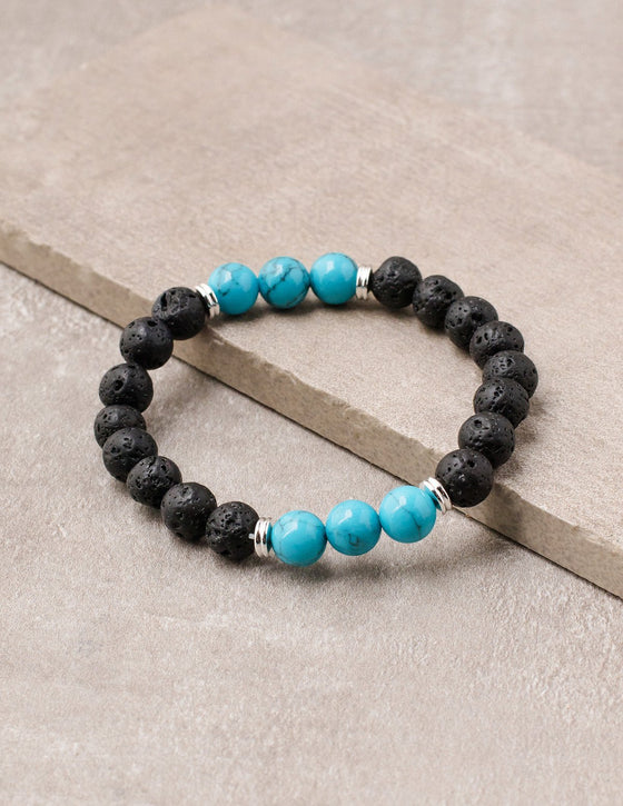 Lava And Turquoise Bead Bracelet - 8mm Beads — Sivana