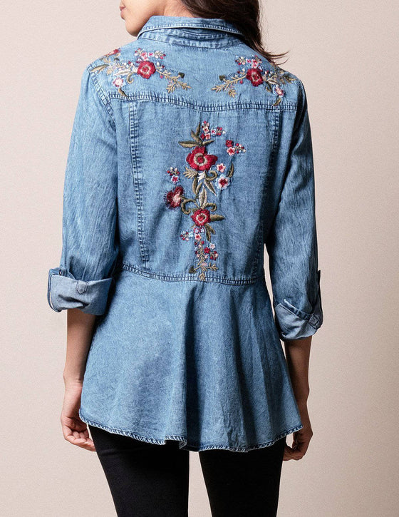 10+ Denim Flower Shirt