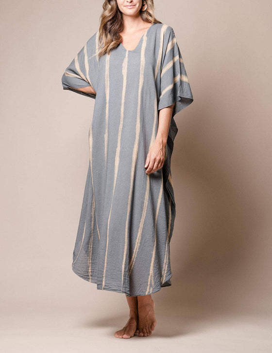 Serenity Cotton Caftan Dress - Grey — Sivana