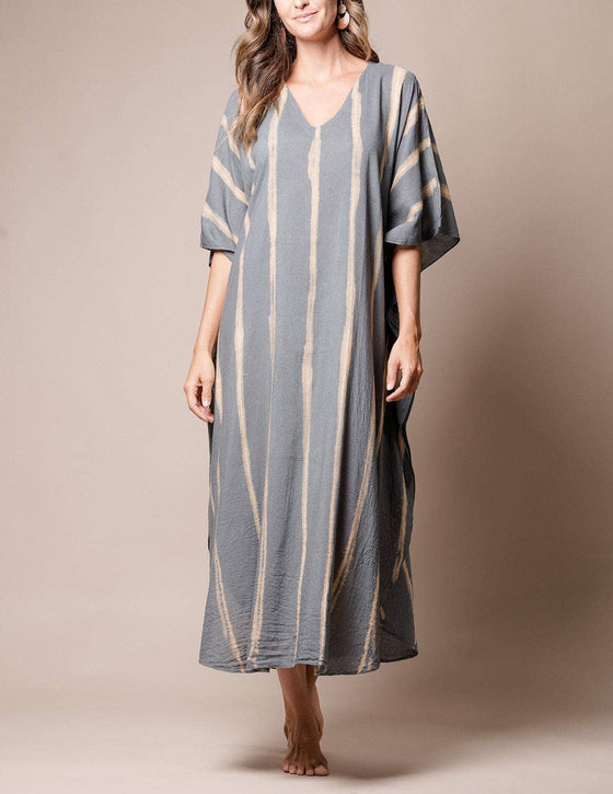 Serenity Cotton Caftan Dress - Grey