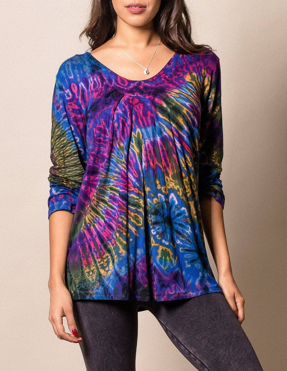 Tie Dye V-Neck Tunic — Sivana