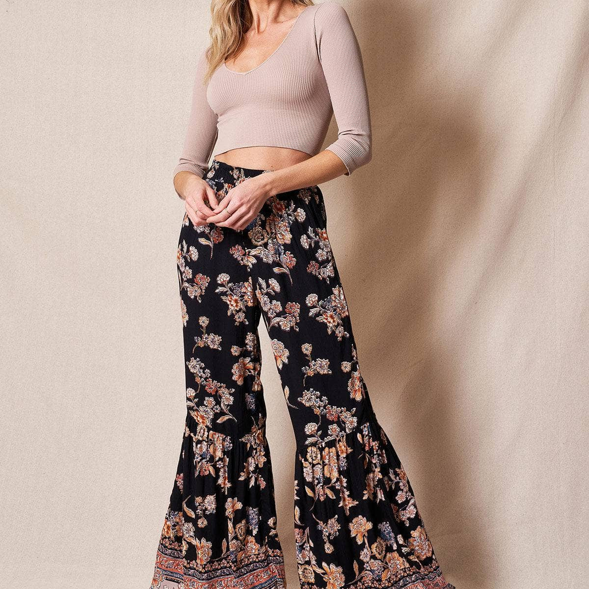 Heimish Full Size High Waist Floral Flare Pants  Silver & Lace Boutique -  Women's Fashion Heaven